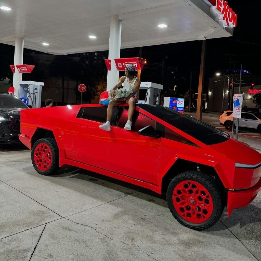 Lil Baby’s Glossy Red Tesla Cybertruck